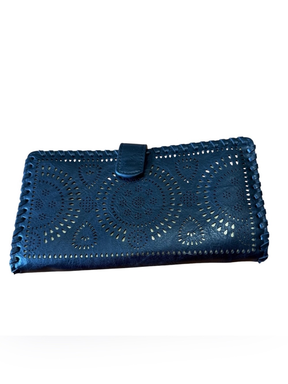 Leather wallet in Cleobella Mexican style, hand-engraved Black